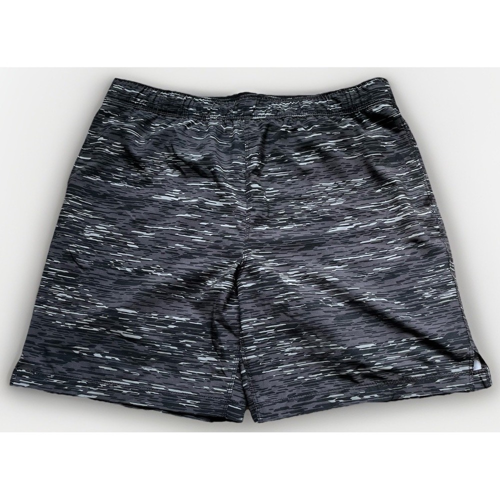 Speedo Swim Trunks Mens Size XL Black Gray Lined Camo Tech Volley Shorts